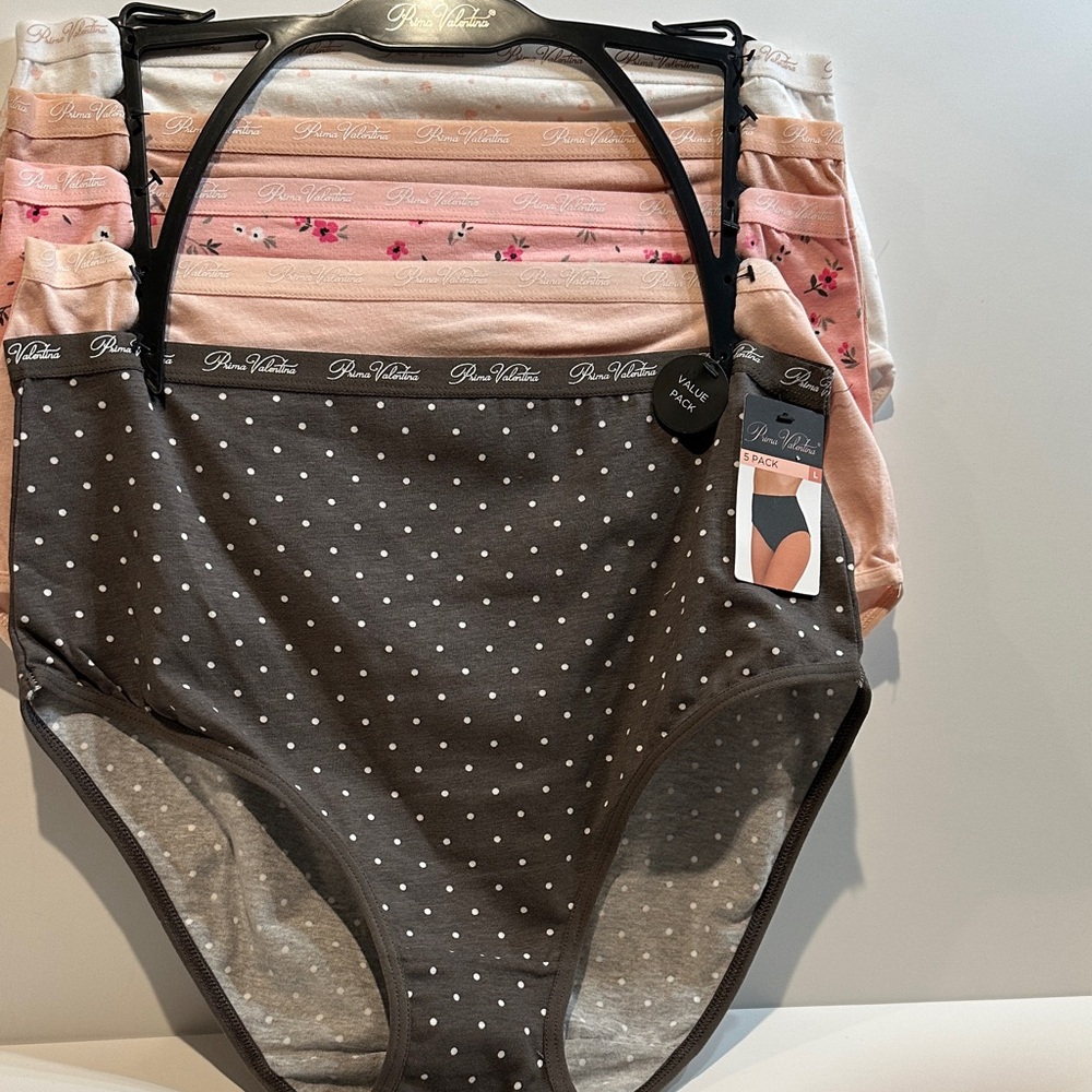 NWT Prima Valentina (5) Piece 95% Cotton/5% Spandex Intimates Panties.